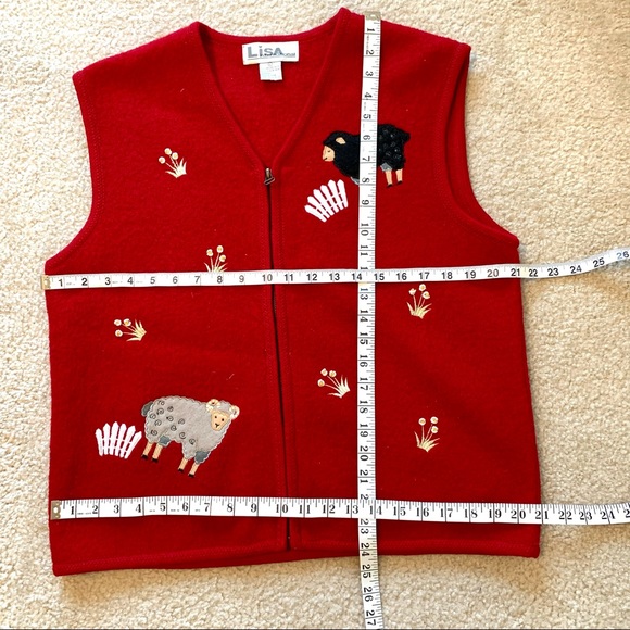 LISA INTERNATIONAL Boiled Wool Sheep Vest—SZ. LG - Picture 14 of 14